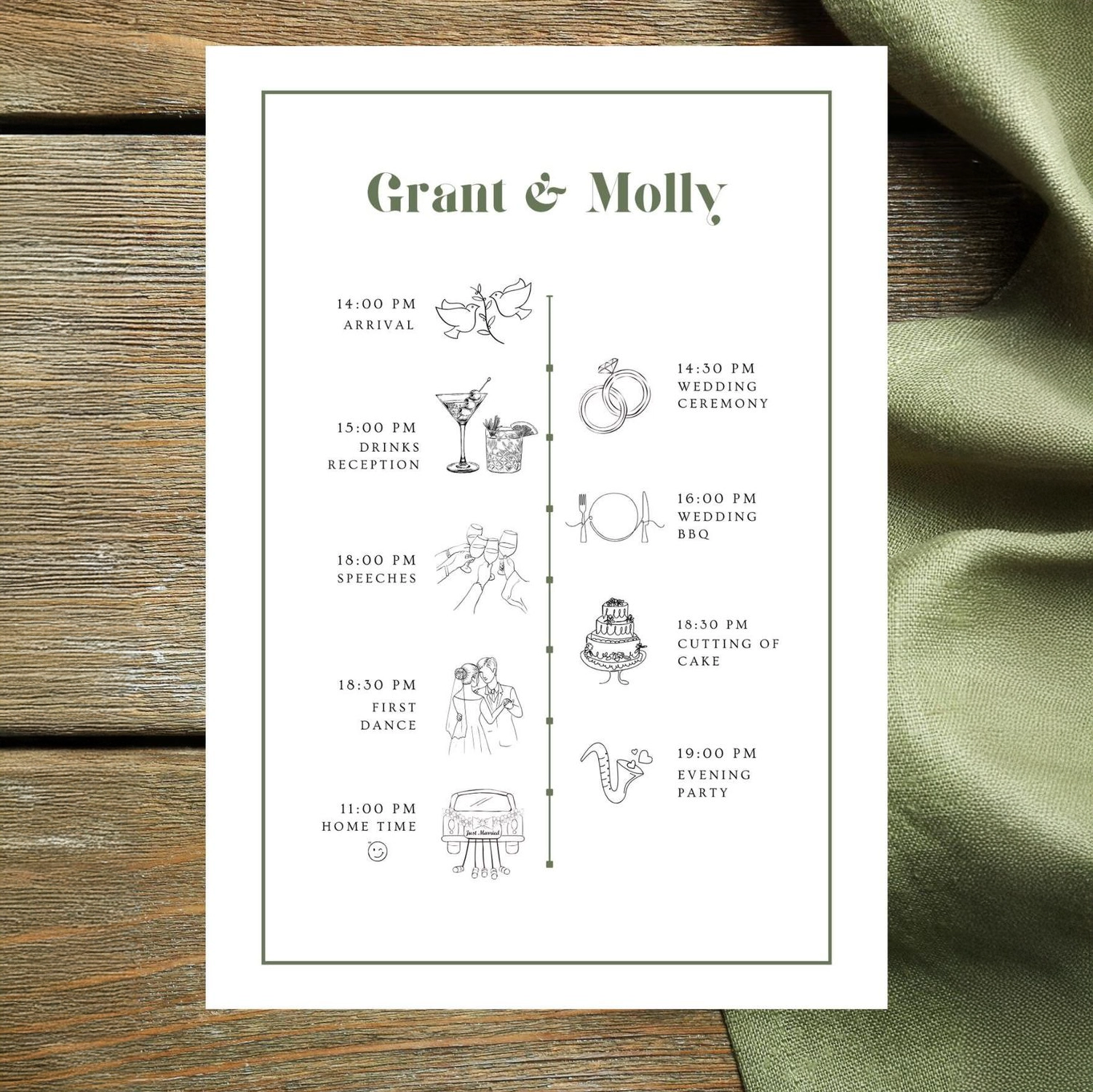  Icon Style Wedding Itinerary Card